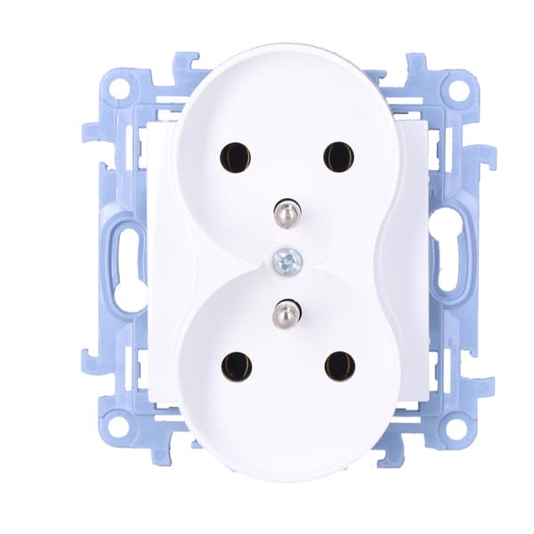 Dobbelt stikkontakt med jordforbindelse (modul) 16 A, 250 V~, skrueterminaler
