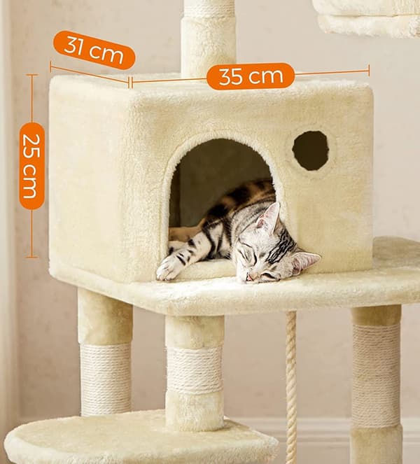 Beige kradsetårn til katte 143 cm