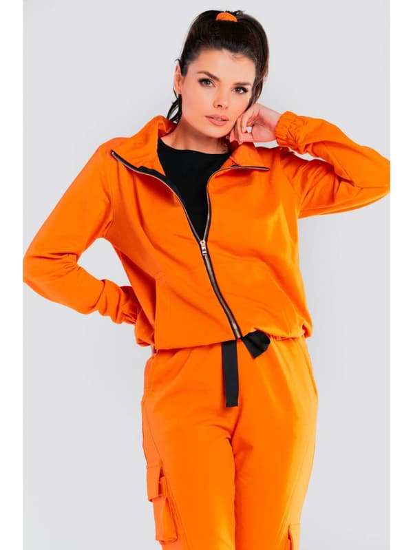 Bomuldstrøje med lynlås, orange L/XL