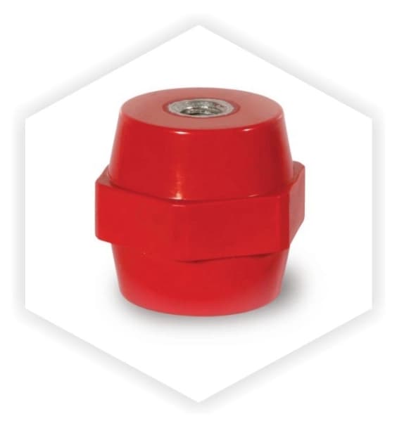 M8 Rød Polyester Sekskantet Stolpeisolator 600V 1 stk.