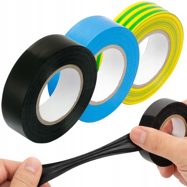 Set med 10m 19mm isoleringstejper (3-pack) svart blå gul grön