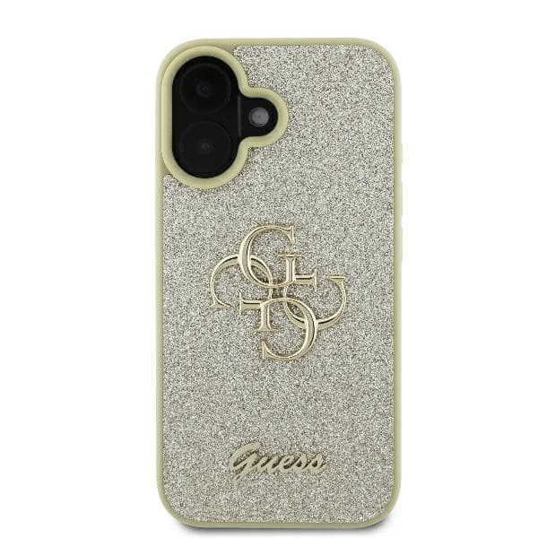 Guess Fixed Glitter Big 4G cover til iPhone 16 Plus, guld