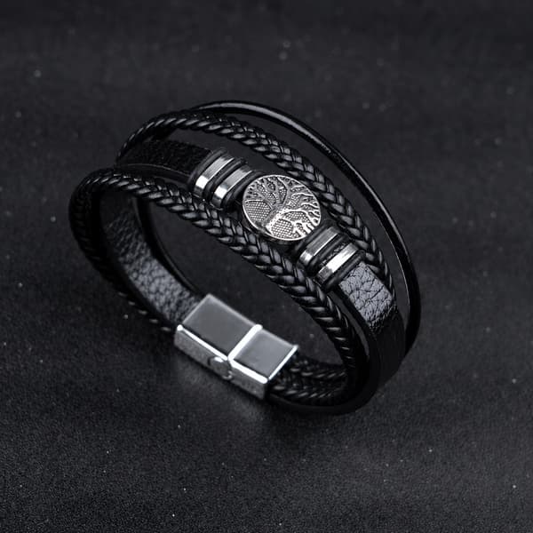Herrläderarmband Premium flätat läderarmband Gåva