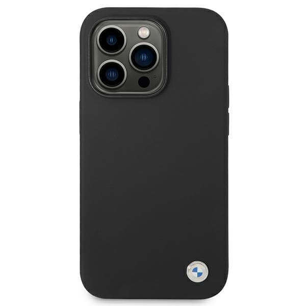 BMW Silikone Metal Logo Cover til iPhone 14 Pro Max, Sort