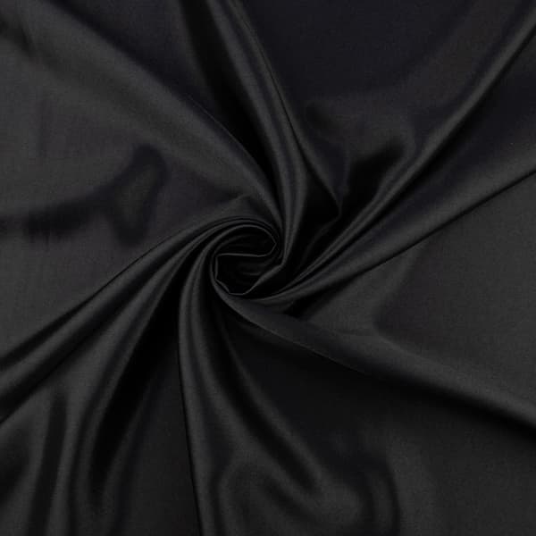 Satin crepe stof, sort farve