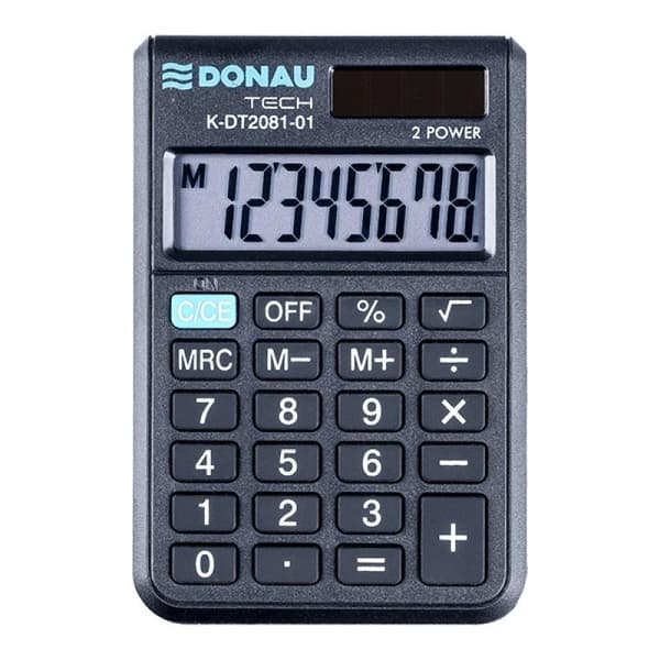 DONAU 8-numeroinen musta taskulaskin