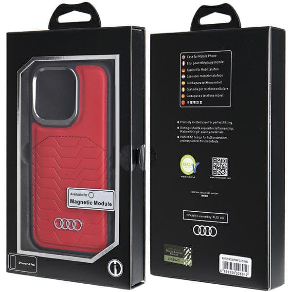 Audi MagSafe-etui i kunstlæder til iPhone 14 Pro, rød
