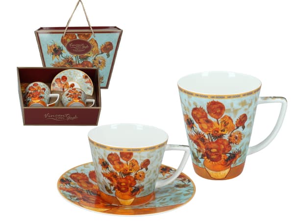 Carmani, set för två: kopp + mugg - VAN Gogh/Solrosor