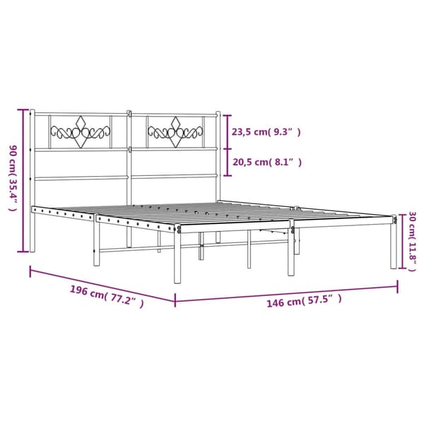 vidaXL metalsengestel med hovedgærde sort 140x190 cm