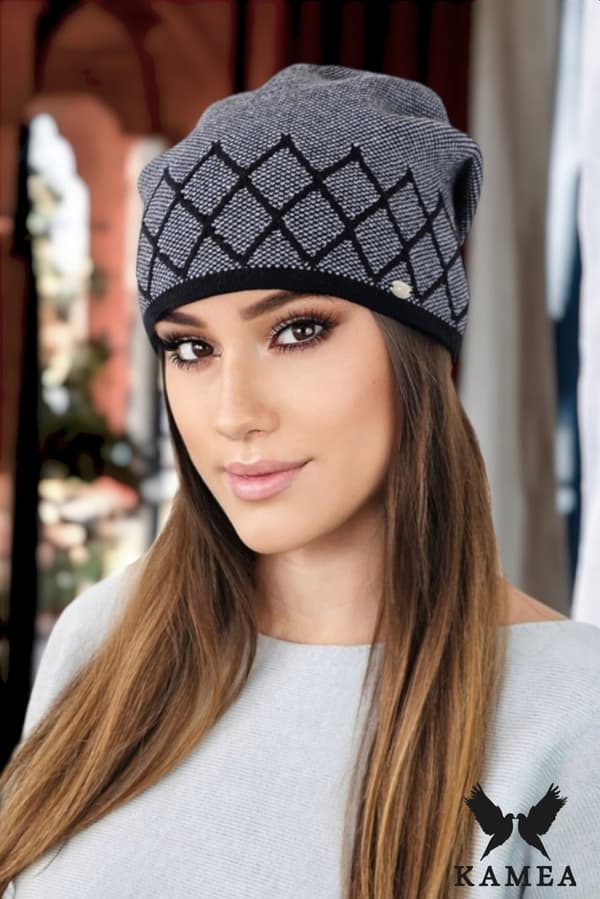 RUTA antiallergisk houndstooth-hat med diamantmønster, sort