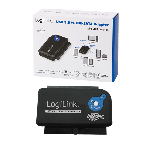 USB 3.0 SATA IDE til HDD 2,5” 3,5” CD DVD Adapter LogiLink OTB Connection