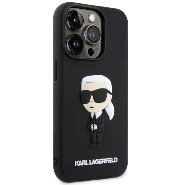Karl Lagerfeld Rubber Ikonik 3D-cover til iPhone 14 Pro Max, sort