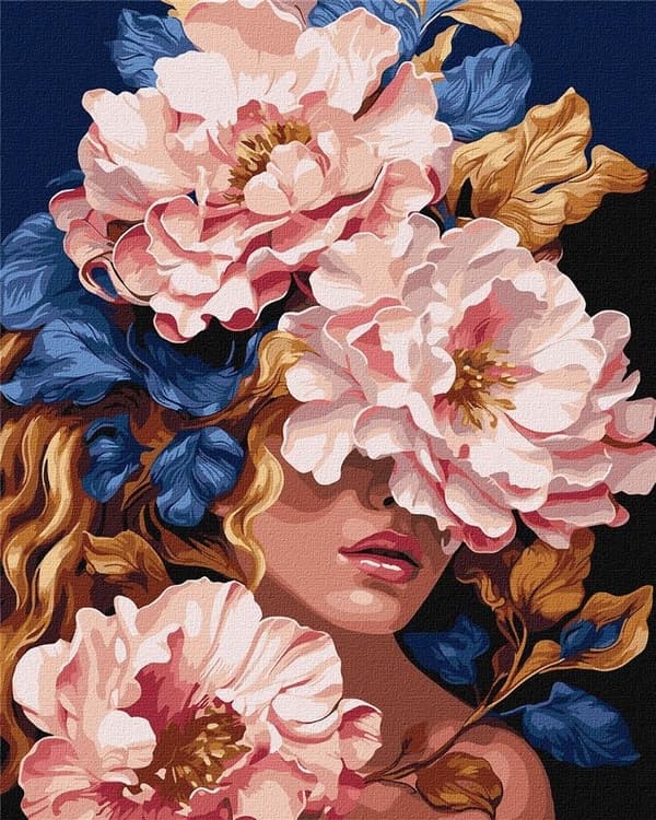 Maleri efter tal - Blomstervedhæng 40x50cm