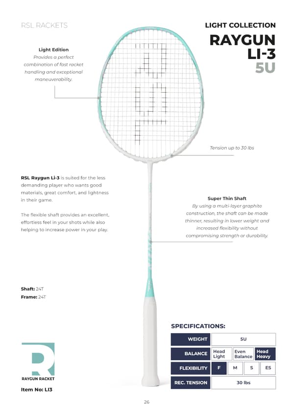 RSL Raygun Li-3 Badmintonracket