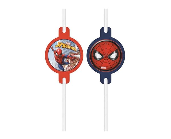 Papprör med Spiderman-medaljong 4 st