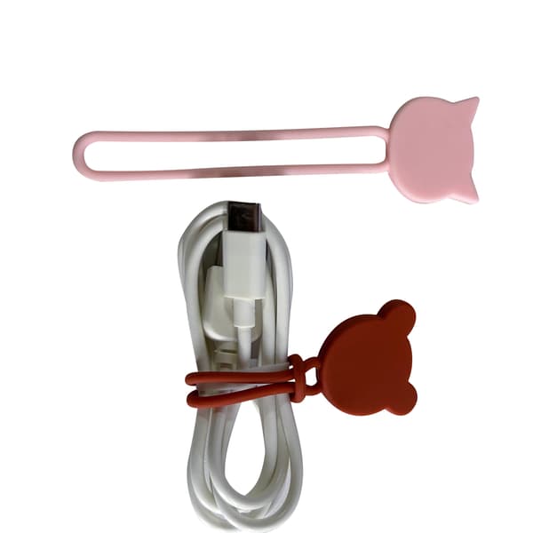 Silikon kabelupprullare rosa