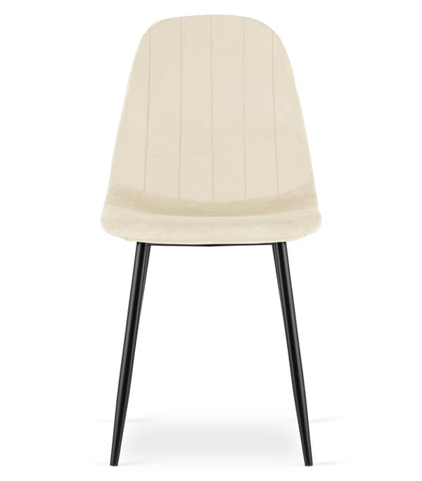 PADVA stol - lys beige fløjl / sorte ben x 4
