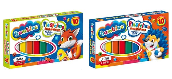 Firkantet plasticine 10 farver BAMBINO