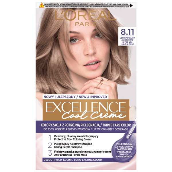 L'Oréal Excellence Cool Creme -hiusväri - 8.11 Ultra Ash -vaaleavaalea 192 ml