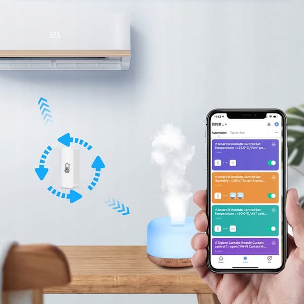 TH06 LCD Tuya WiFi -lämpötila- ja kosteusanturi laturilla