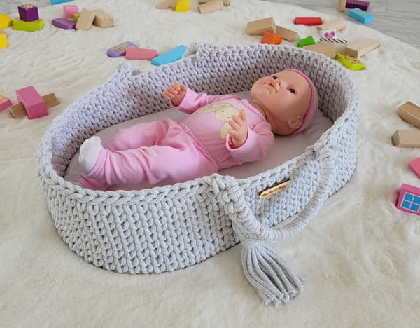 Moses Basket BOHO Bomullsdockbärare - Ljusgrå