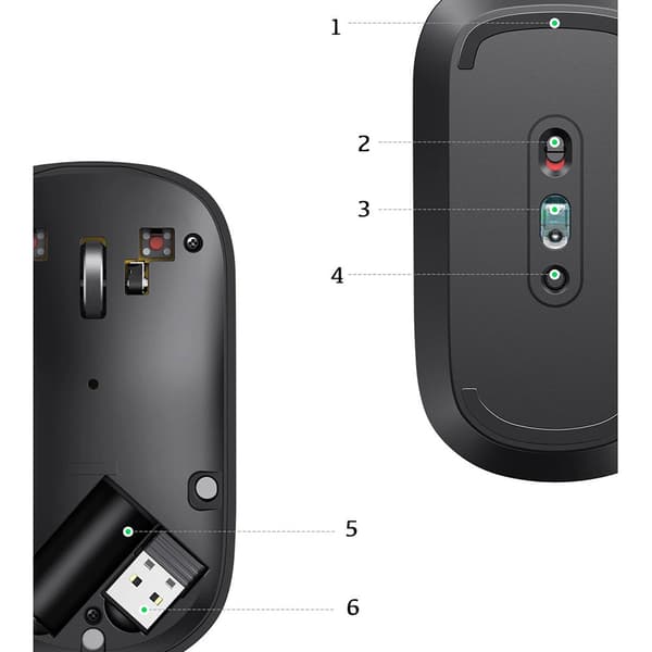 Praktisk trådlös mus för dator, USB, grön