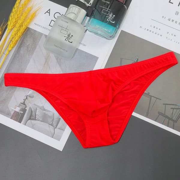 Miesten seksikkäät läpinäkyvät stringit punaiset herkät L