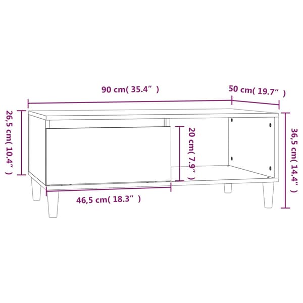vidaXL sofabord, sort, 90x50x36,5 cm, træbaseret materiale
