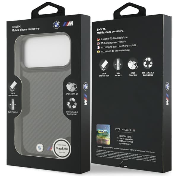 BMW M Kevlar Matt MagSafe-cover til iPhone 17 Pro Max, sort