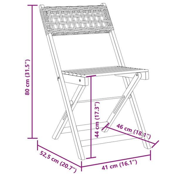 vidaXL foldbare havestole, sæt med 6, sort polyrattan og træ