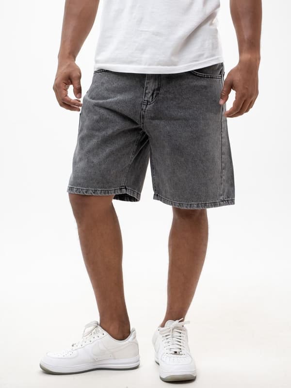 Herr Mörkgrå MyStars Svarta Basic Jeansshorts 30