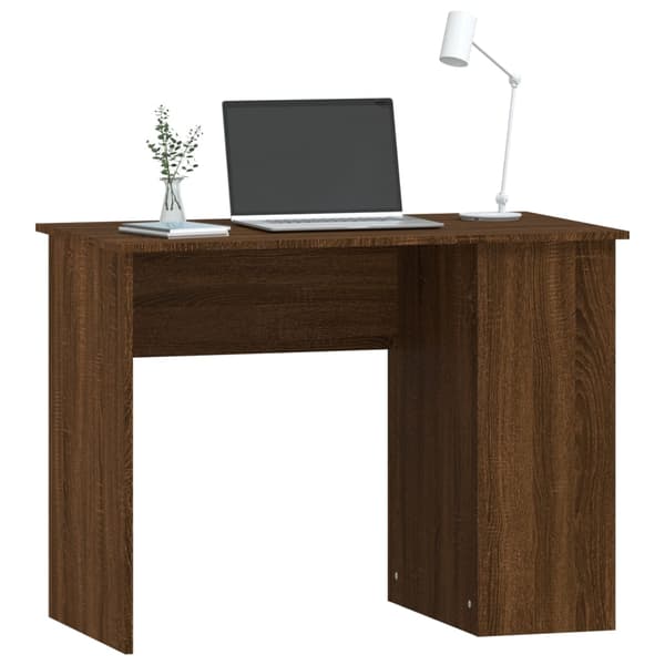 vidaXL skrivebord, brunt egetræ, 100x55x75 cm, træbaseret materiale