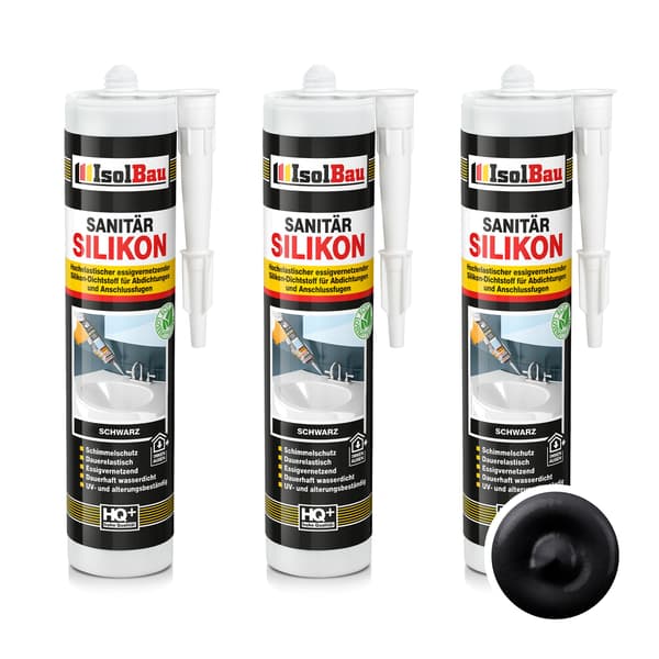 IsolBau Sanitær Silikone Sort Sanitær Silikone 3 x 300ml