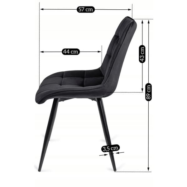 RIO Polstret Spisestol Sort Velour Moderne Loft
