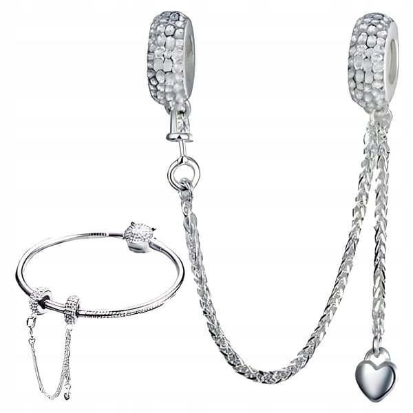 Berlockkedja säkerhet silver 925 silver zirkoner berlocker pr 925