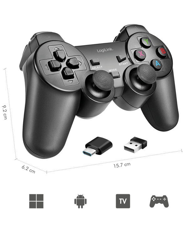 Gamepad Trådlös Spelkontroll 2.4 GHz LogiLink Win Android PS3 TV