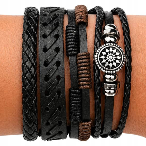 HERRLÄDERARMBAND I TITANIUM JUSTERBART 19-23CM GÅVA