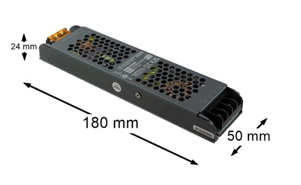 LED strømforsyning modulær slank PREMIUM 200W 12V 16.7A Ecolight transformer