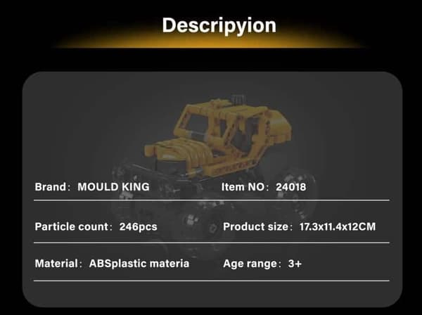 Maastoauto - Palikat Mold King 246 kpl Technic