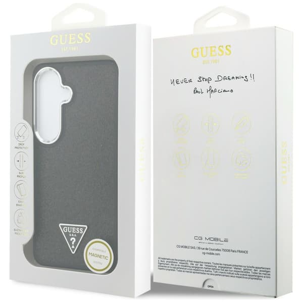Guess Fixed Glitter Triangle MagSafe-etui til Samsung Galaxy S26, sort