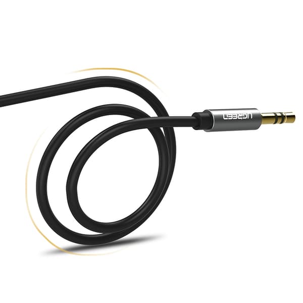 AUX mini-jack lydkabel 3,5 mm 1 m - sort
