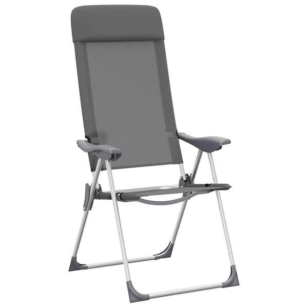 vidaXL Hopfällbara campingstolar, set om 2, grå, aluminium