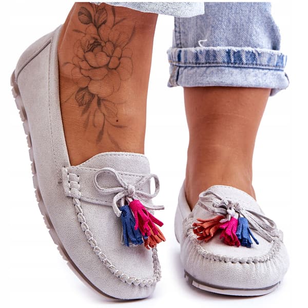 Damloafers med fransar Grå Amiro 37
