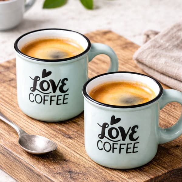 6 espressokupin setti jalustalla
