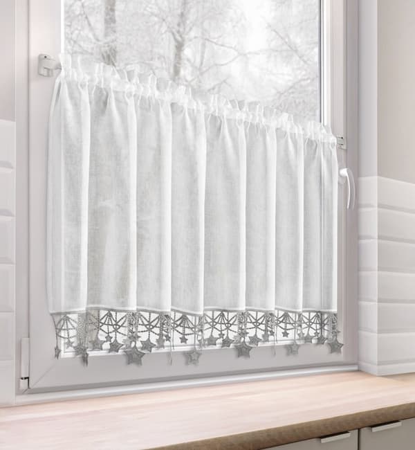 Julekrans 60x150 cm hvid med sølvstjerner