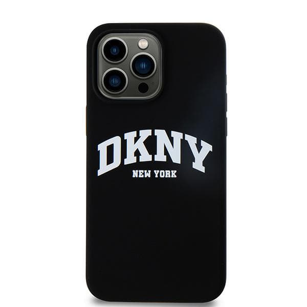 DKNY Liquid Silicone White Printed Logo MagSafe-etui til iPhone 13 Pro Max, sort