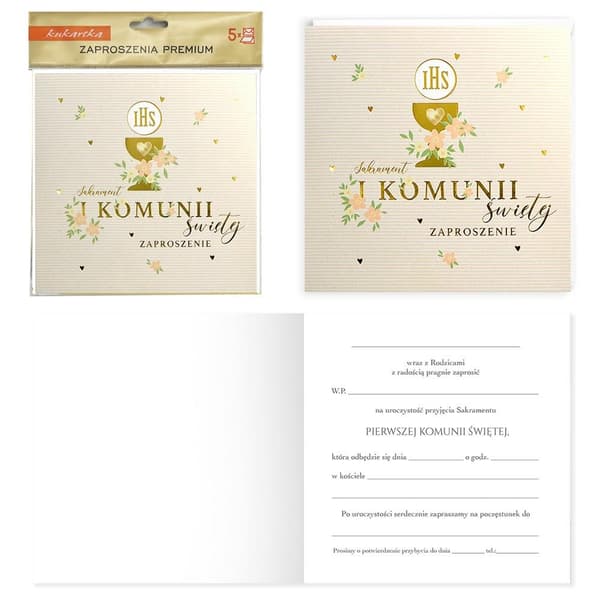 Invitation til første kommunion, 5 stk.