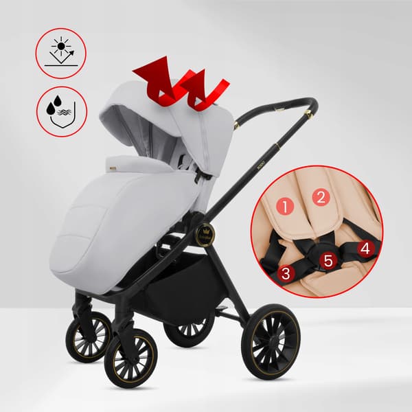 BabyLux ROSSO 2-i-1 klapvogn, gondol, let, foldbart sæt
