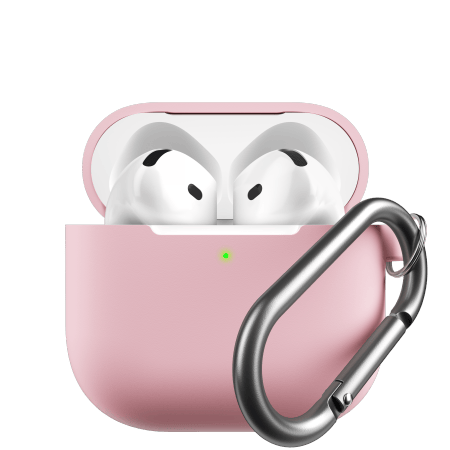 KeyBudz Elevate Nøglering - Silikone Beskyttende Etui til AirPods 4 (Lyserød)