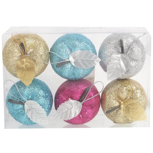 SET MED 6 PLASTÄPPELBOLLAR 5 CM